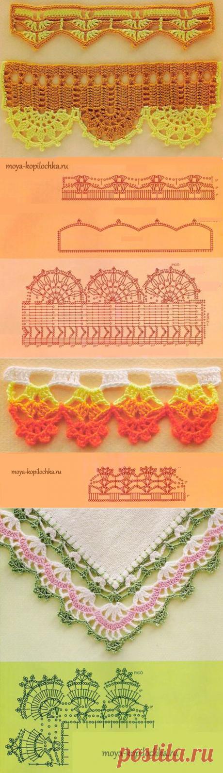 42 образца вязаного кружева для отделки края изделия со схемами - Вязание - Моя копилочка