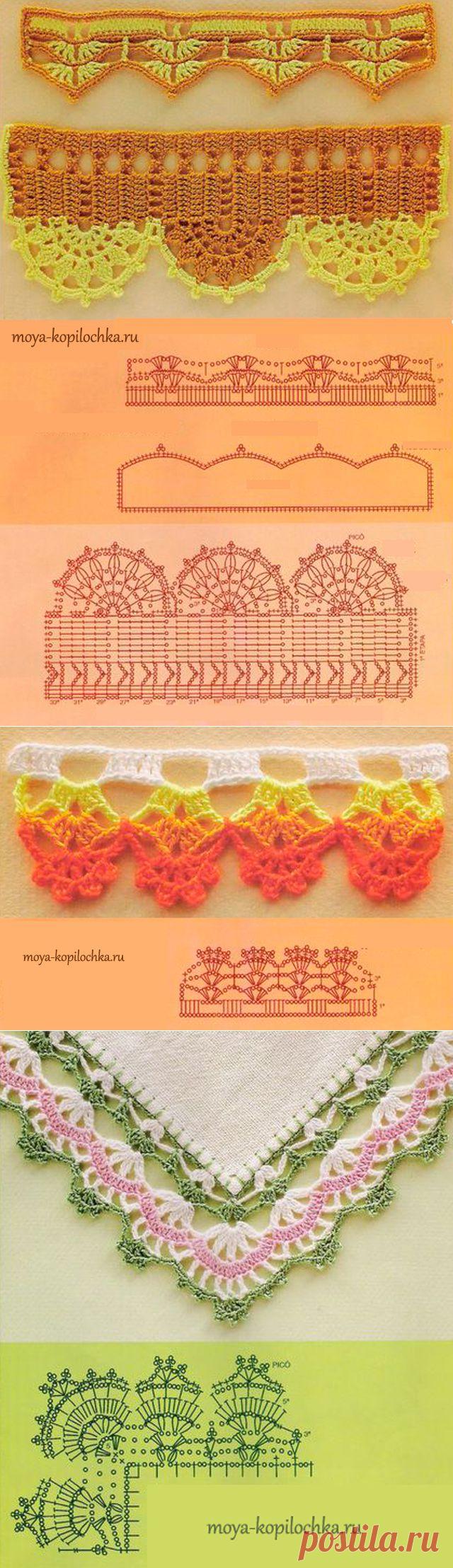 42 образца вязаного кружева для отделки края изделия со схемами - Вязание - Моя копилочка