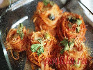 Гнездышки из спагетти