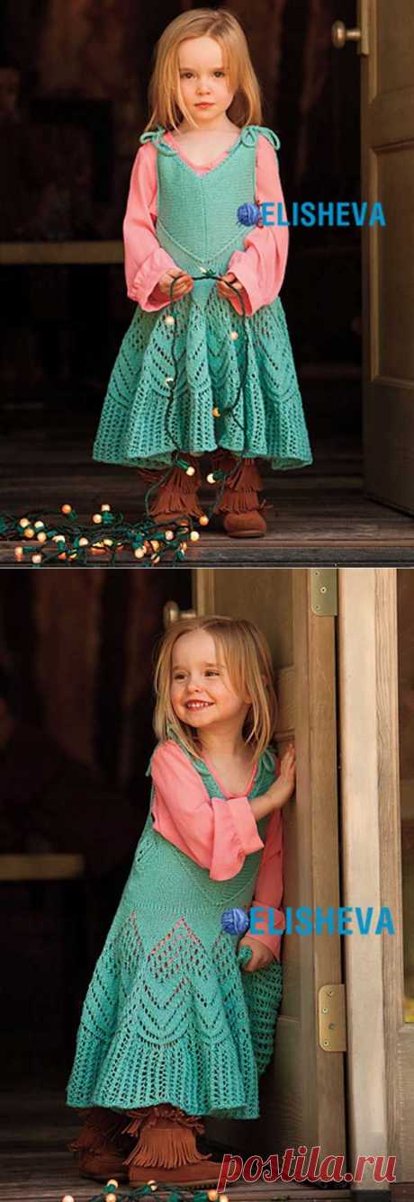 Шикарный, летний сарафан для девочки от Tarezia Vitale, вязаный спицами