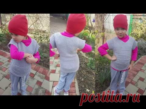 Цельная безрукавка ОДНИМ ПОЛОТНОМ (жилетка спицами).