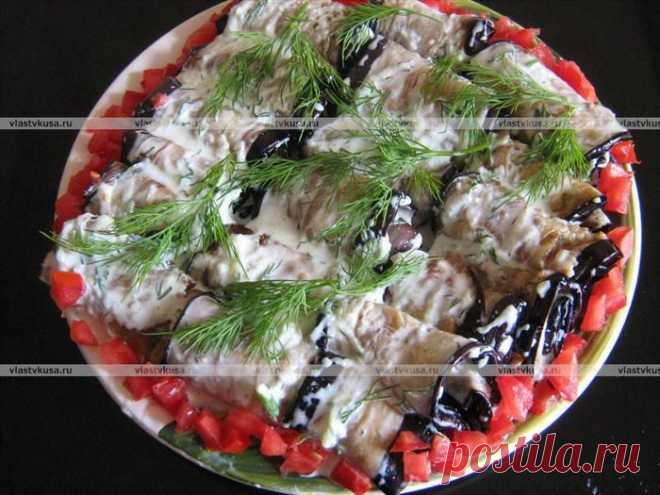 Баклажановые рулетики под вкусным соусом