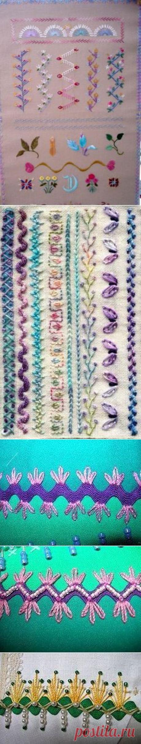 Крейзи-швы, узоры для вышивания. Crazy stitches, patterns for embroidery ~ HandMadiya.com