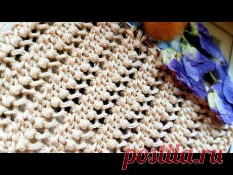Вяжем оригинальную сеточку "Колосок" 🍒knitting pattern.
