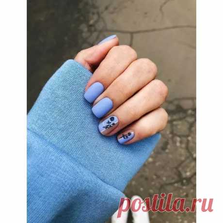 Голубой маникюр(с листьями) - купить материалы | Tufishop.com.ua