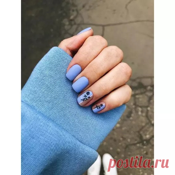 Голубой маникюр(с листьями) - купить материалы | Tufishop.com.ua