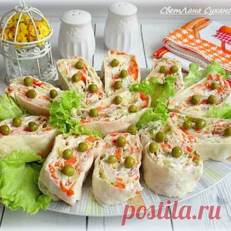Закуска &quot;Оливье в рулете&quot; рецепт с фото пошаговый от Лана Вкусная - Овкусе.ру