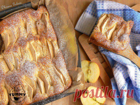 Очень простой и очень вкусный яблочный пирог на молоке