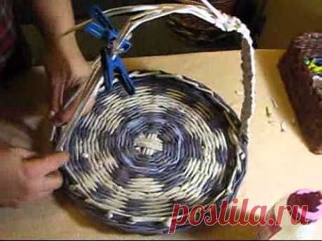 Плетение из газет ручки для корзинки