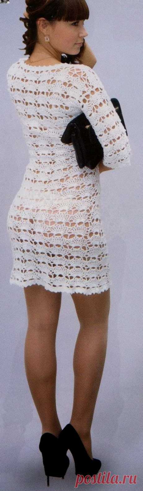Como No Tempo da Vovó: LINDO E FÁCIL VESTIDO BRANCO EM CROCHÊ COM GRÁFICO