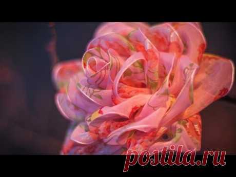DIY: Rose organza / Роза из органзы (цветы из ткани)