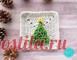 Вязаный крючком мотив «Новогодняя елочка»