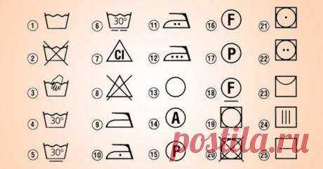 Стираем правильно: расшифровка значков на ярлыках одежды. / Домоседы