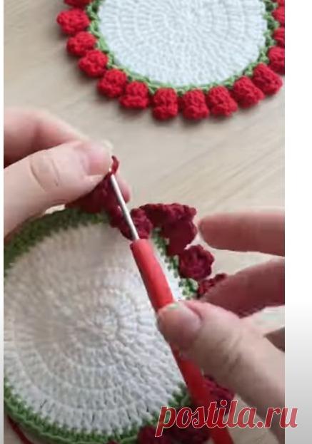 Цветочная салфетка, вязание цветка