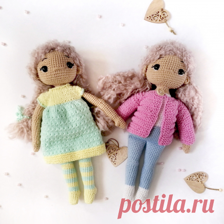 PDF Маруся крючком. FREE crochet pattern; Аmigurumi doll patterns. Амигуруми схемы и описания на русском. Вязаные игрушки и поделки своими руками #amimore - кукла в платье, куколка в кофточке, девочка.
