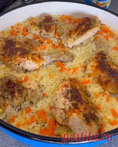 Готовим запеченную курицу с рисом
