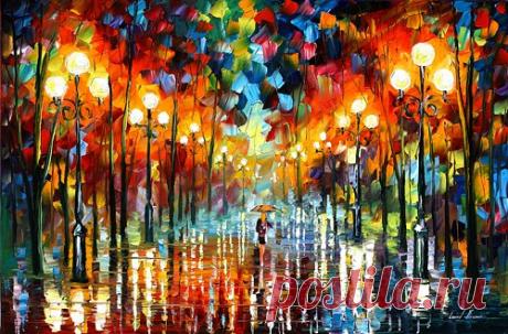 A Date With The Rain - Oil Painting On Canvas By Leonid Afremov | LeonidAfremov - Art on ArtFire