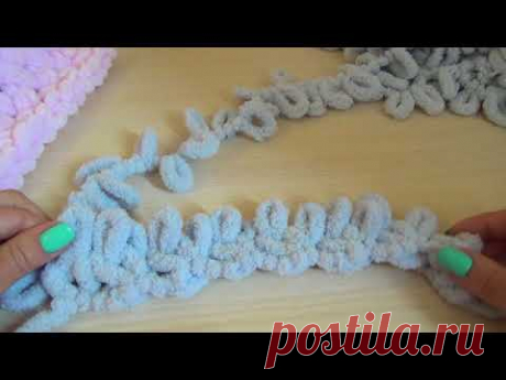 мк узор плетенка для пледа из ALIZE PUFFY