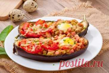 Запеченные баклажаны с рисом и овощами