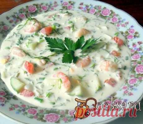 Окрошка с креветками (на майонезе) фото рецепт приготовления