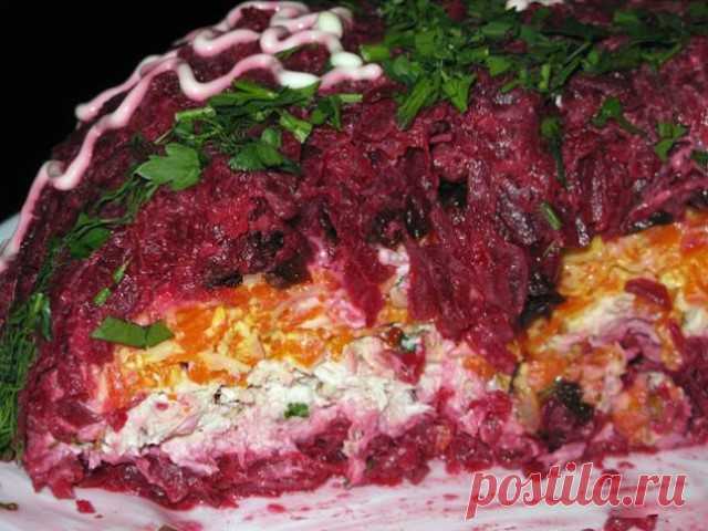 Интересное и оригинальное сочетание — салат «Монгольская горка». Вкуснотища нереальная! — Ⴚα∂ ℨα୮০τ০Ᏸҡα