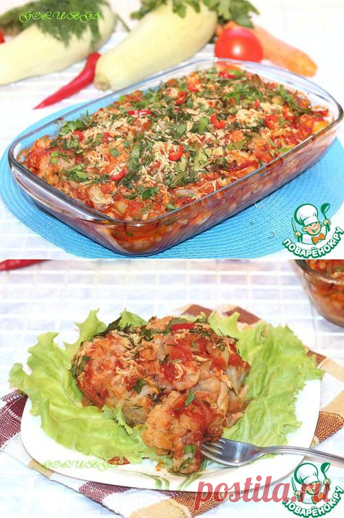 Цветная капуста с курицей в томатно-овощном соусе - кулинарный рецепт