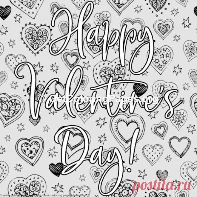 Valentines Lettering &#8211; Happy Valentines Day Coloring Pages &#8211; GetColoringPages.org