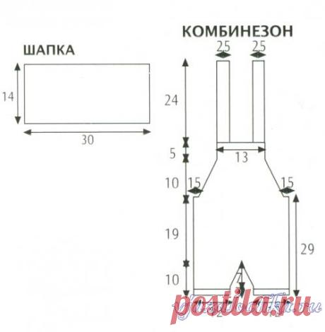 Розовый комбинезон спицами + шапочка