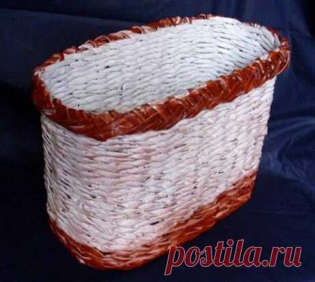 М.К.по изготовлению овальной корзиночки из газетных трубочек..