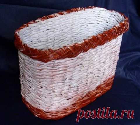 М.К.по изготовлению овальной корзиночки из газетных трубочек..