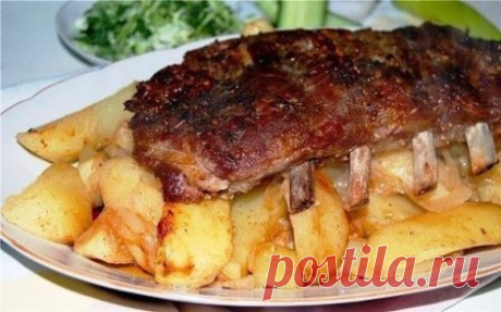 РЁБРА СВИНЫЕ С КАРТОФЕЛЕМ В РУКАВЕ. | Краше Всех