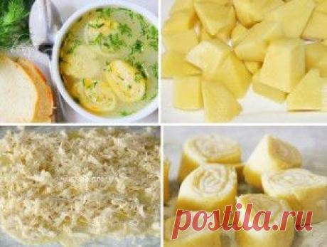 Вкусный куриный суп с сырными рулетиками