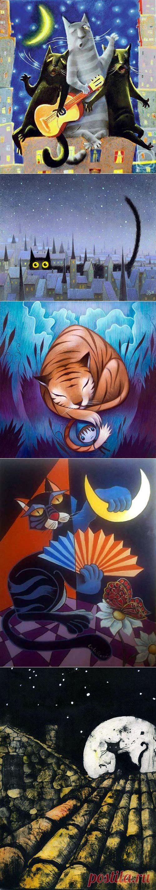 (+1) тема - Ночью все кошки серы. Кошки в работах художников | Искусство