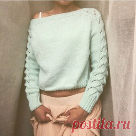 Стильный французский реглан спицами.