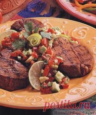 Рецепт: Говяжьи стейки с томатной сальсой на RussianFood.com
