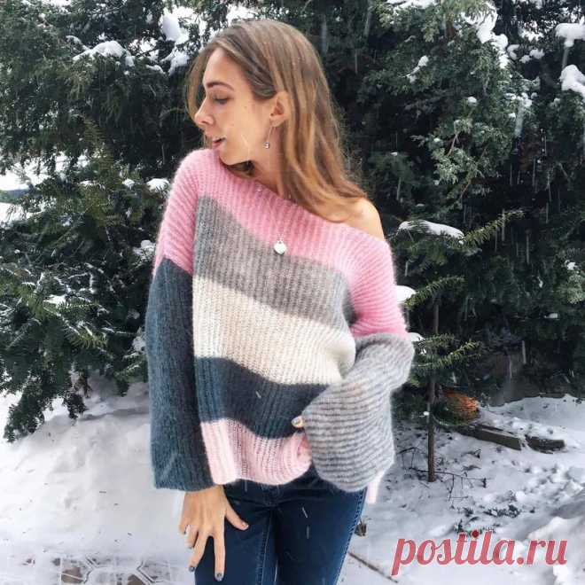 Розовый свитер из мохера свитер в полоску свитер серый свитер | Etsy
