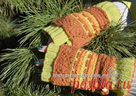 Ажурные митенки ленивым жаккардом (вязание, схемы и фото) - Irena Handmade
