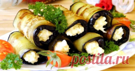 Рулетики из баклажанов с сыром и чесноком. Просто объеденье