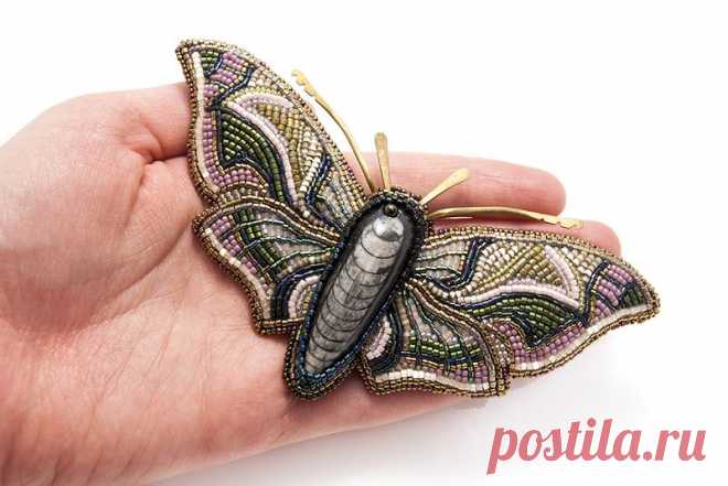 Брошь "Олеандровый бражник". Коллекция "Lepidoptera". | biser.info - всё о бисере и бисерном творчестве