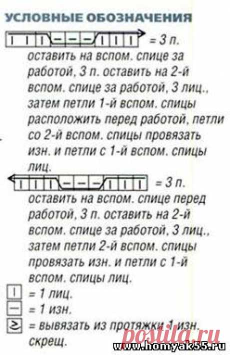 Мужской пуловер с косами спицами