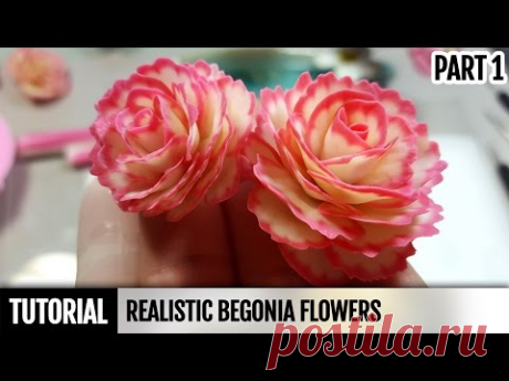Part1. DIY How to make Realistic Begonia Flowers. Detailed Flower Video Tutorial