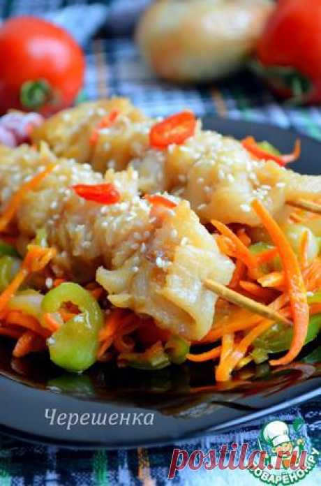 Шашлычки из рыбы с овощами