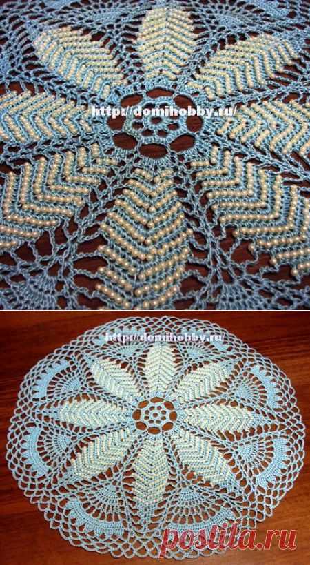 Вязание салфеток с бисером - вяжем крючком » Вязание крючком - схемы, видео, уроки