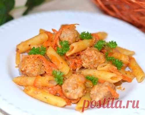 Макароны по-флотски с фрикадельками