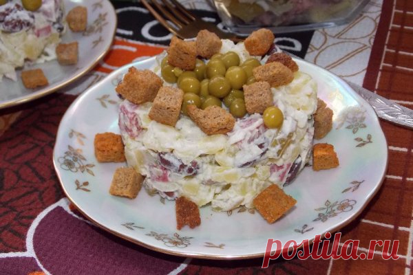 Картофельный салат с фасолью и сухариками | CityWomanCafe.com