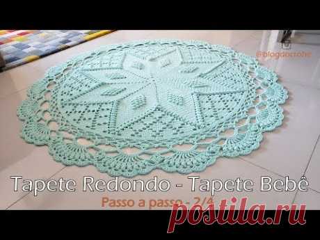Tapete redondo em crochê - Tapete para quarto de Bebê - Parte 2/4