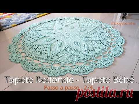 Tapete redondo em crochê - Tapete para quarto de Bebê - Parte 2/4