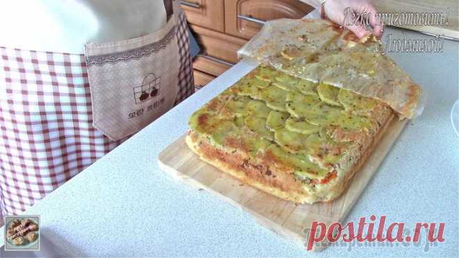 Заливной пирог с картофелем и мясом