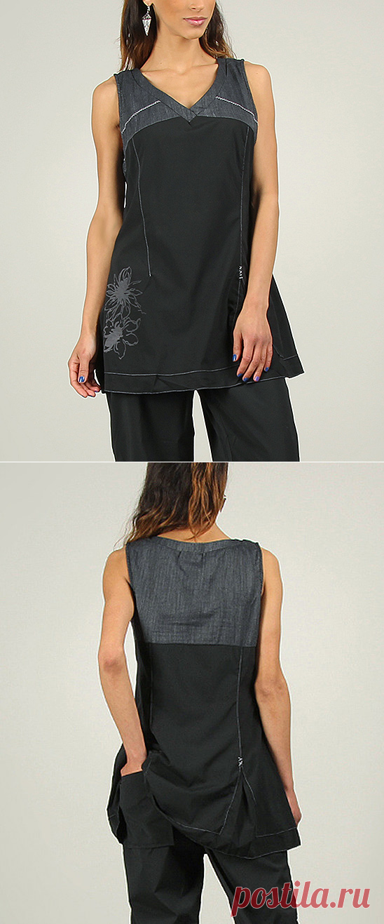 L33 by Virginie&Moi Black Color Block V-Neck Tunic | zulily