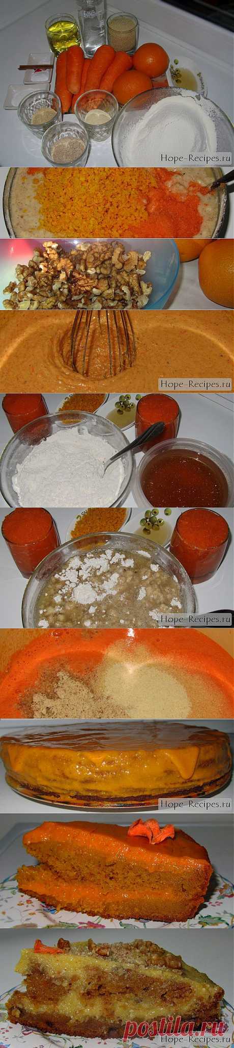Постный рецепт воздушного морковного торта с кремом и орехами © Кулинарный блог #Рецепты Надежды